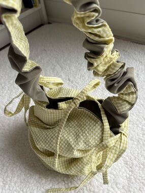 Spicy Princess Bohemian Scrunchable Reversible Cotton Green Gingham Shoulder Bag